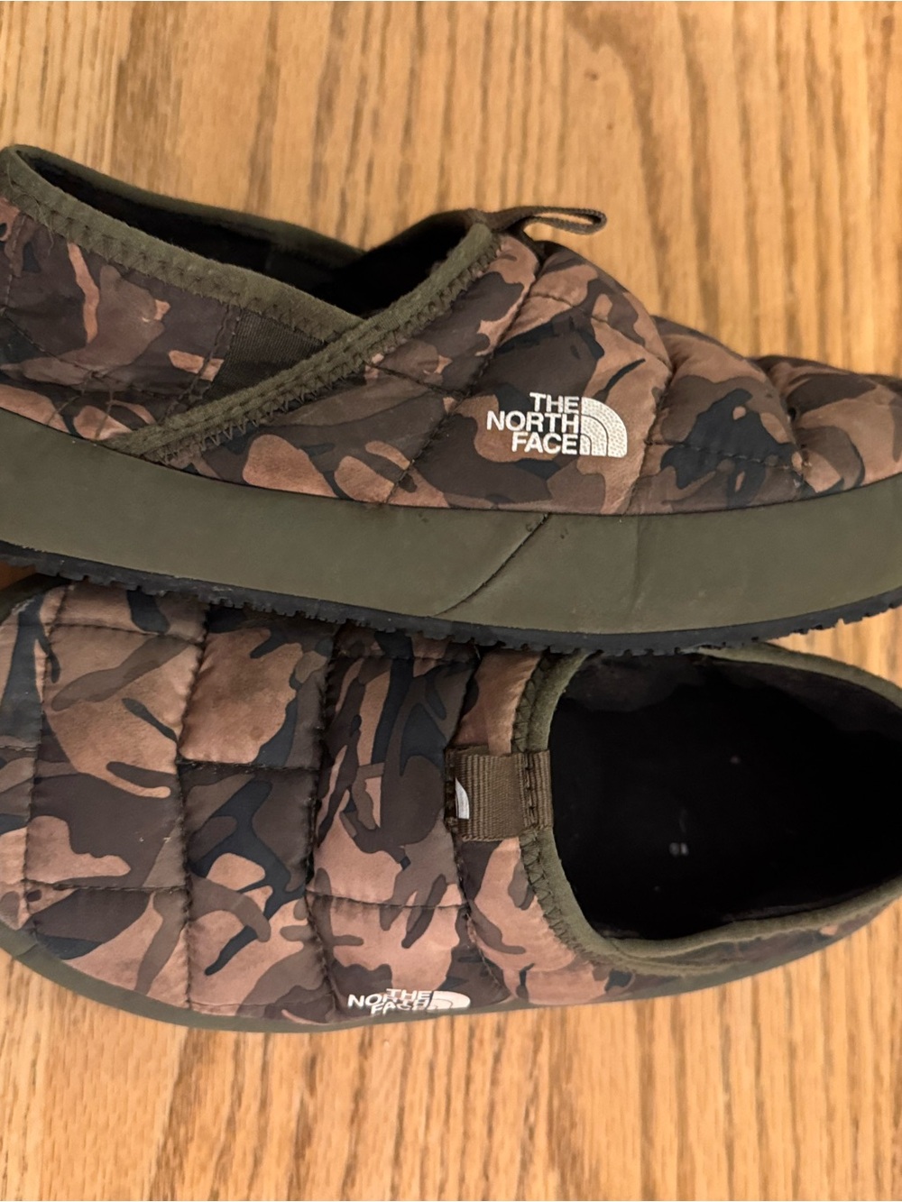 The North Face Men’s Brown & Olive Camo Quilted Slip-On Shoes